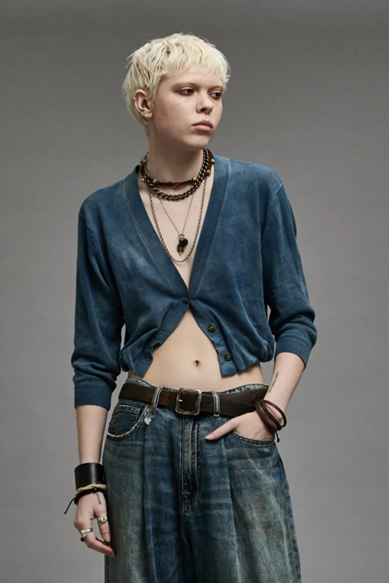 BALLOON CARDIGAN - INDIGO sold by R13