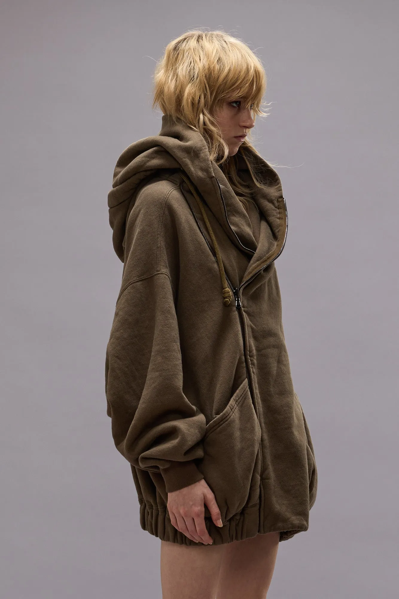 LILLIAN OVERSIZED SWEAT PARKA - OLIVE FLEECE sold by R13 product image thumbnail 3