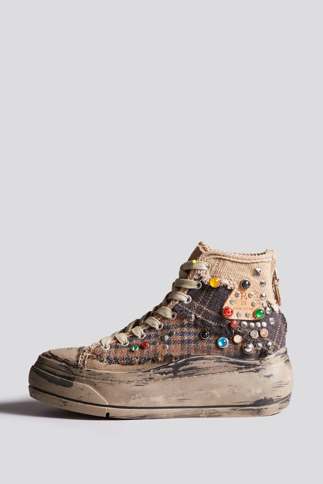 KURT HIGH TOP SNEAKER - PLAID PATCHWORK sold by R13