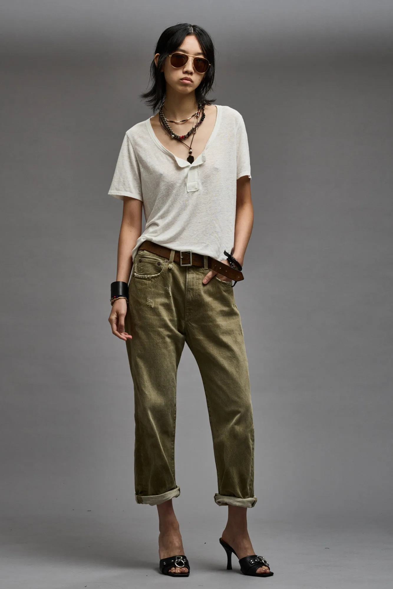 LOW NECK HENLEY TEE - ECRU sold by R13 product image thumbnail 2