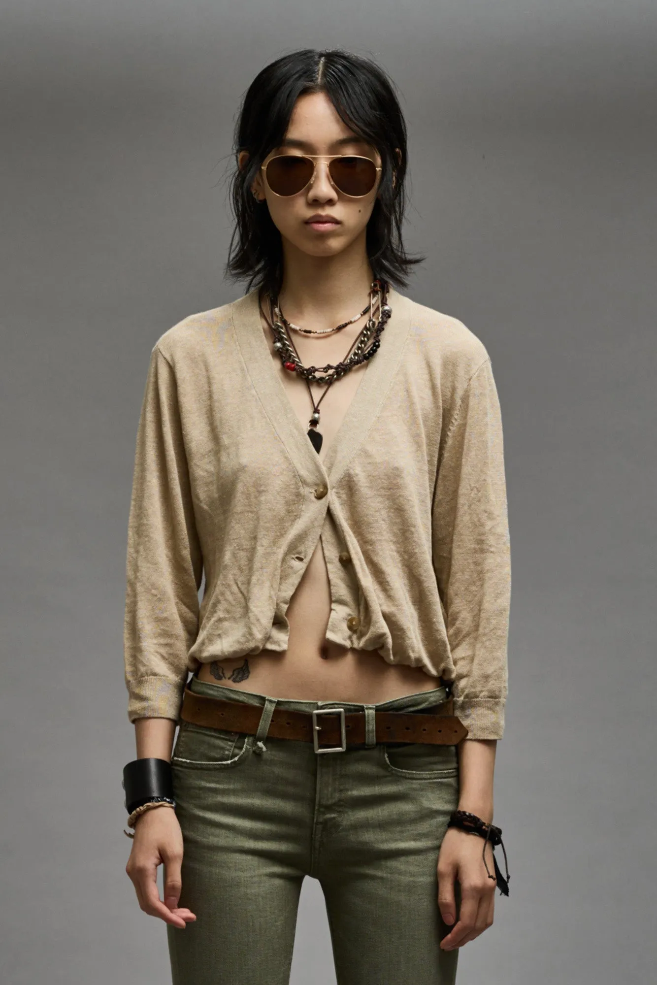 BALLOON CARDIGAN - KHAKI sold by R13 product image thumbnail 3