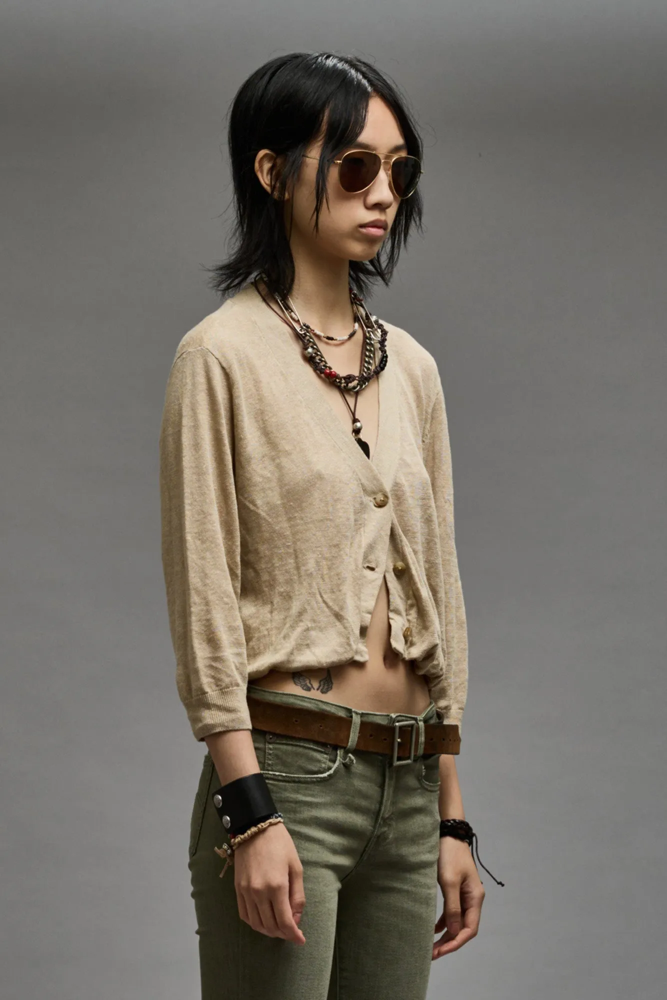 BALLOON CARDIGAN - KHAKI sold by R13 product image thumbnail 4