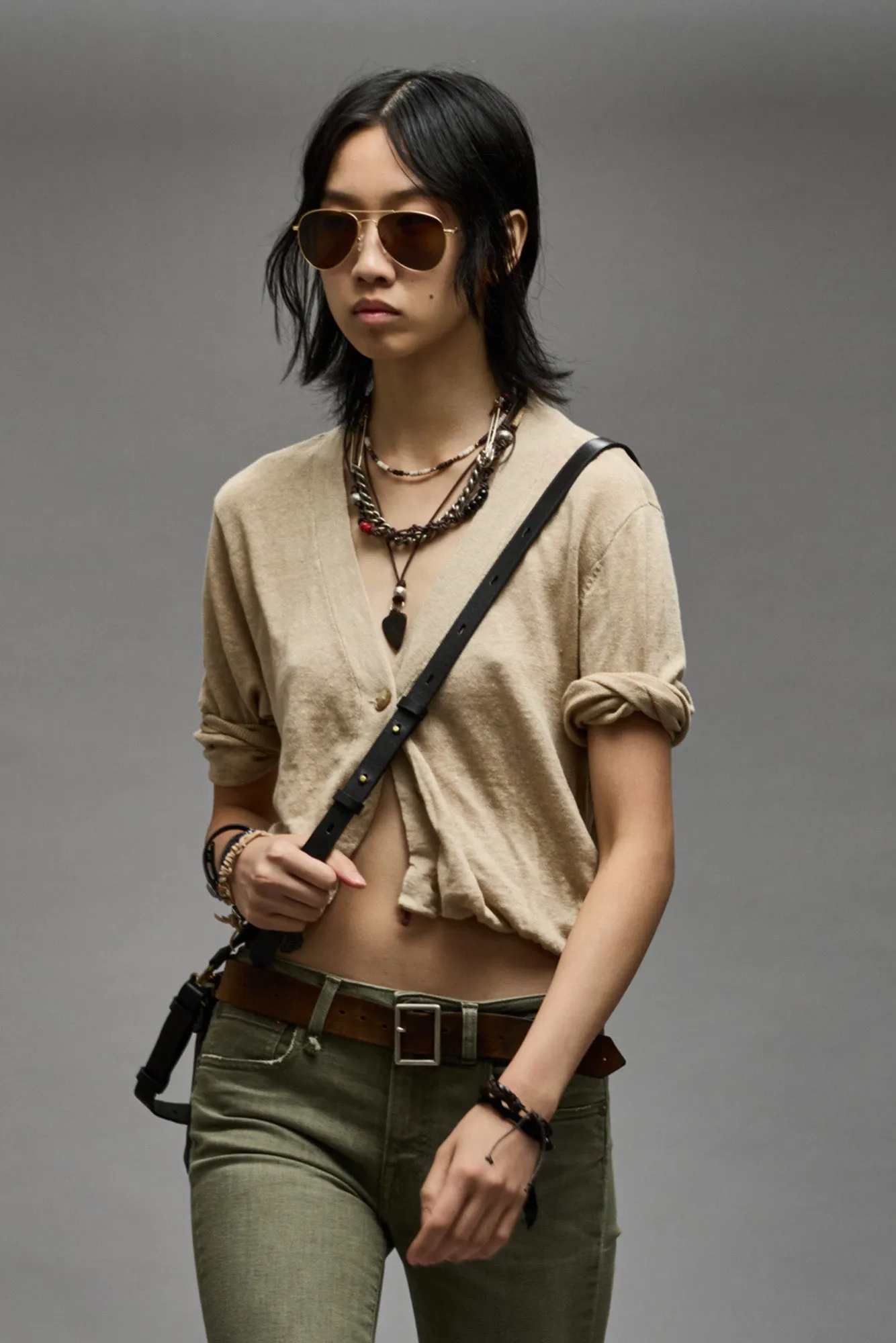 BALLOON CARDIGAN - KHAKI sold by R13