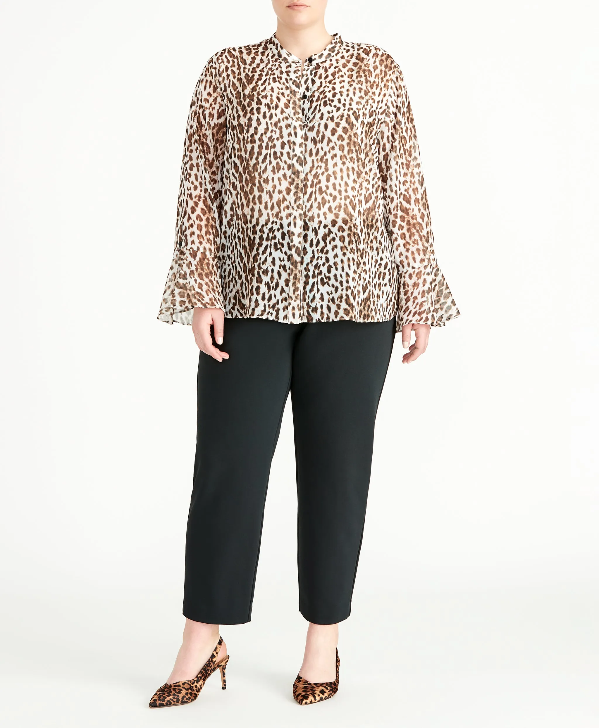 Leopard Ruffle Blouse sold by RACHEL Rachel Roy