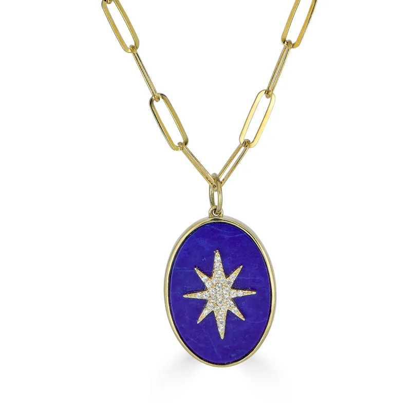 Blue Lapis Pendant Necklace with Pave Star sold by Rachel Reinhardt