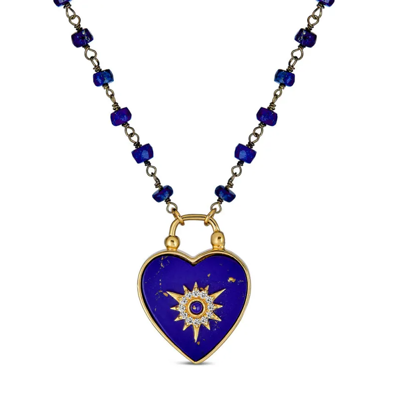 Blue Lapis Heart Padlock Necklace made by Rachel Reinhardt