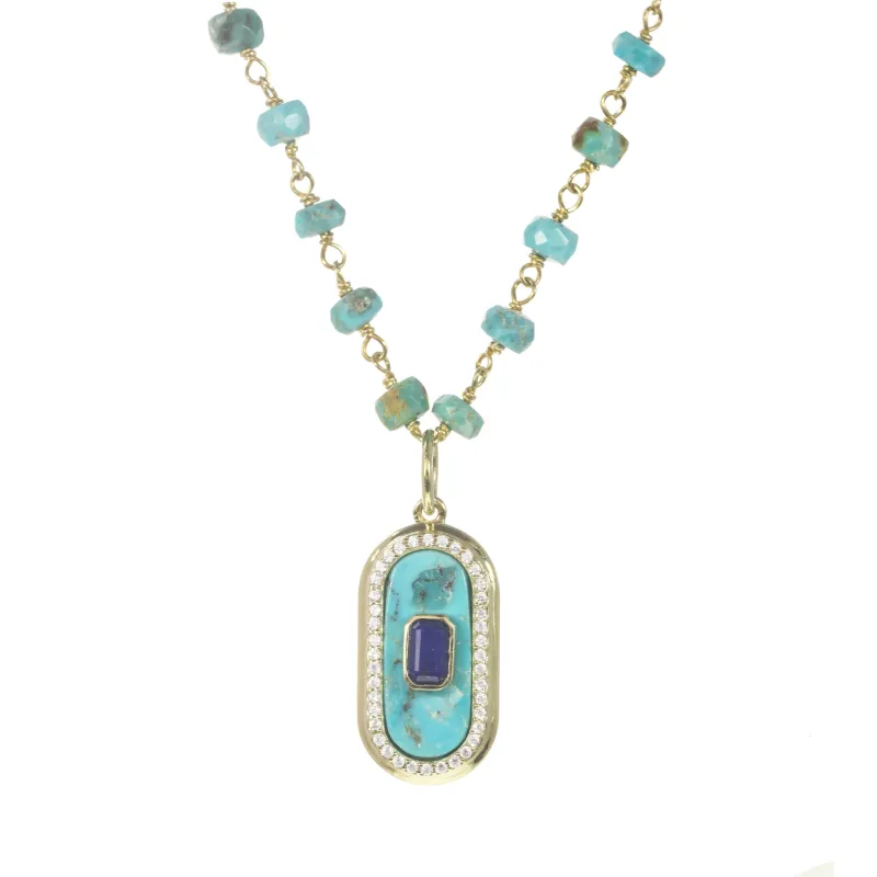 Turquoise and Blue Lapis Mini Dog Tag Necklace sold by Rachel Reinhardt