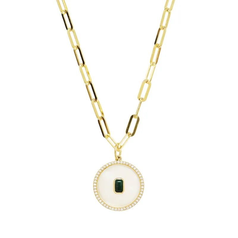 Mother of Pearl Emerald Pendant Necklace sold by Rachel Reinhardt