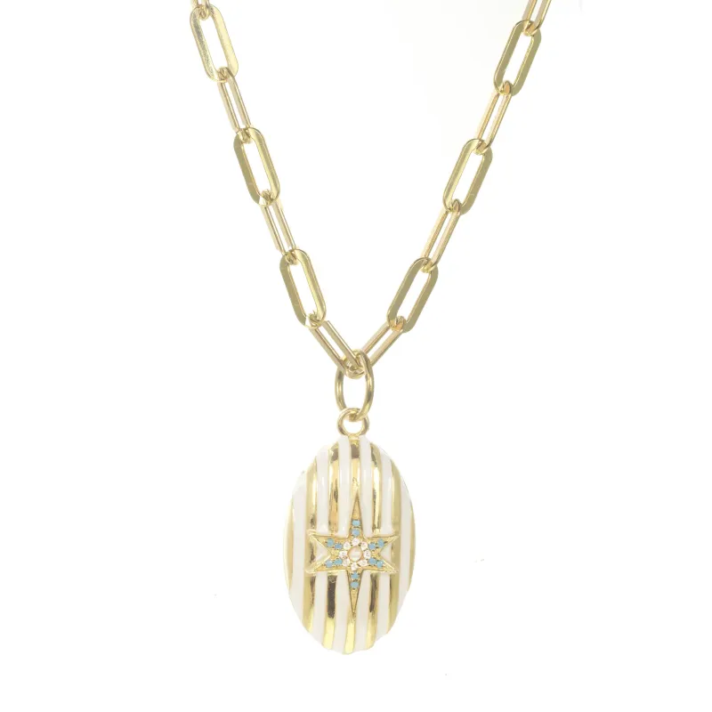 Striped Enamel Celestial Pendant sold by Rachel Reinhardt