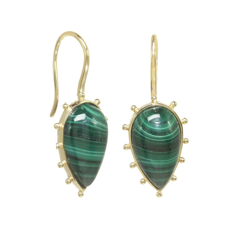 Malachite Bezel Earrings made by Rachel Reinhardt