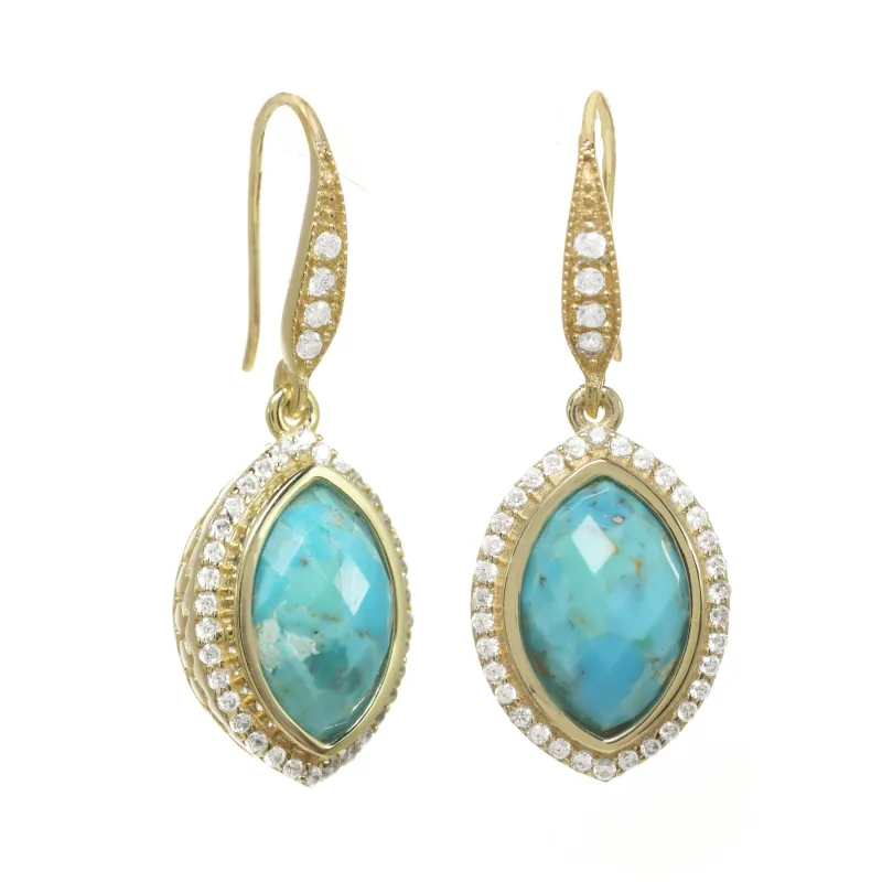 Turquoise Teardrop Pave Earring made by Rachel Reinhardt