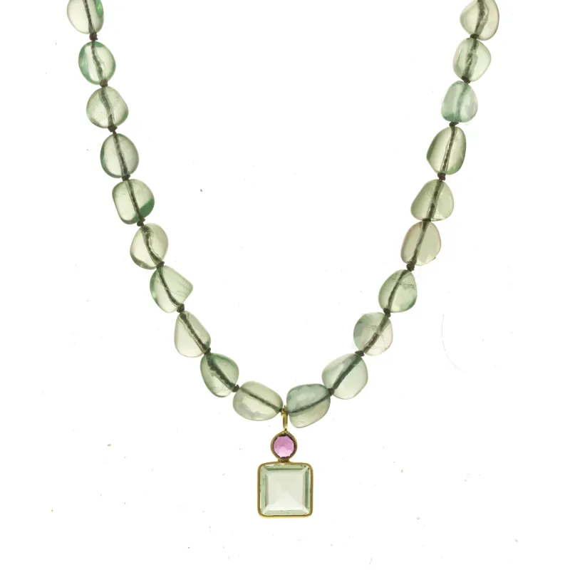 Flourite Silk Knotted Pendant Necklace sold by Rachel Reinhardt