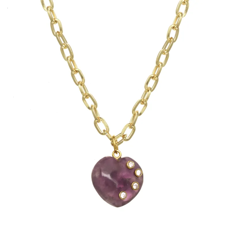 Amethyst Puffy Heart Necklace sold by Rachel Reinhardt