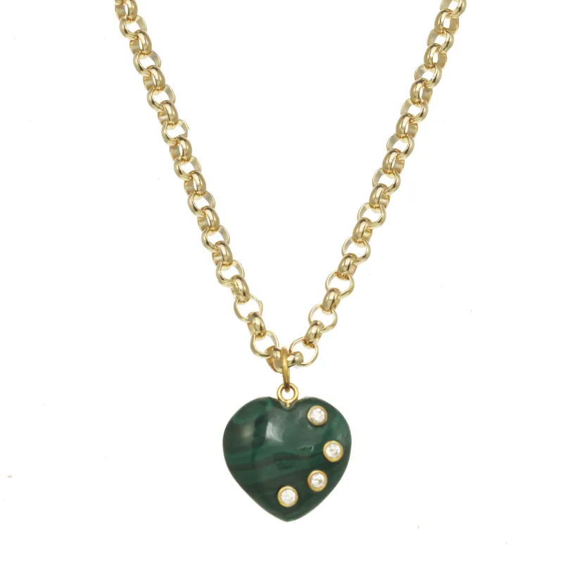 Malachite Heart Pendant on Rolo Chain sold by Rachel Reinhardt