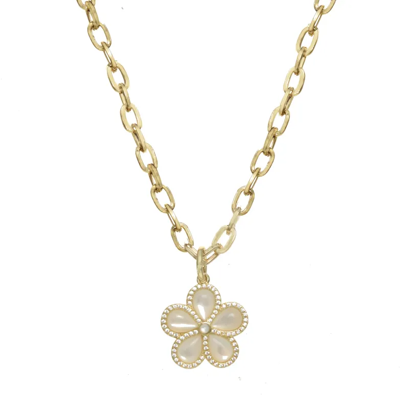 Mother of Pearl Flower Pendant Necklace sold by Rachel Reinhardt