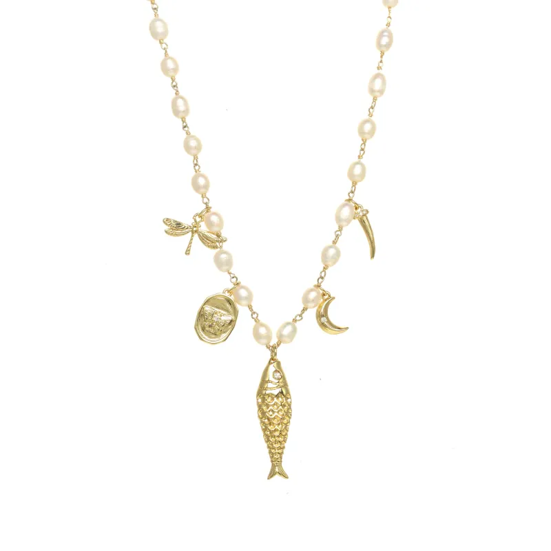 Good Luck Freshwater Pearl and Charm Necklace sold by Rachel Reinhardt