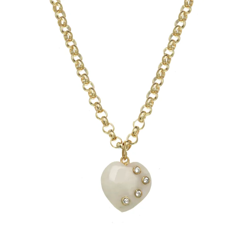 Moonstone Heart Necklace on Rolo Chain sold by Rachel Reinhardt