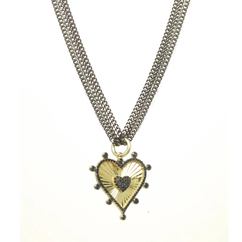 Mixed Metal Pave Heart Necklace sold by Rachel Reinhardt
