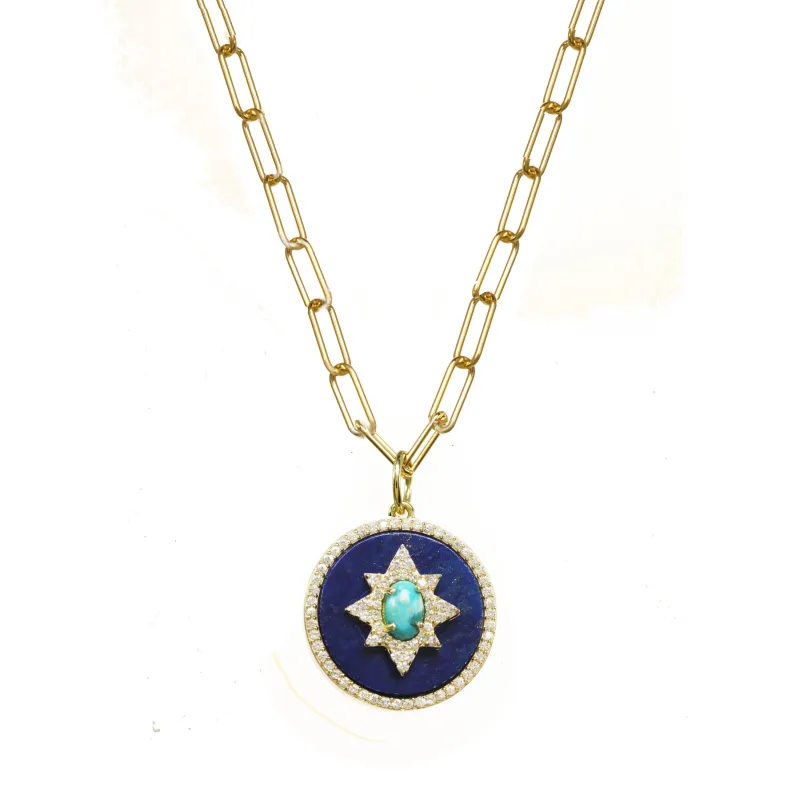 Blue Lapis and Turquoise Pendant Necklace sold by Rachel Reinhardt