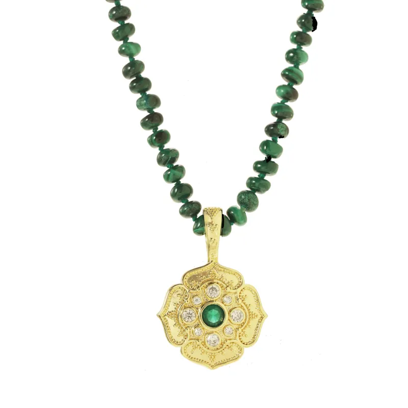 Malachite and Gold Fleur Necklace sold by Rachel Reinhardt