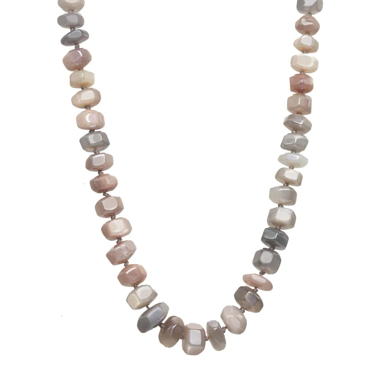 Peach Moonstone Silk Knotted Necklace sold by Rachel Reinhardt