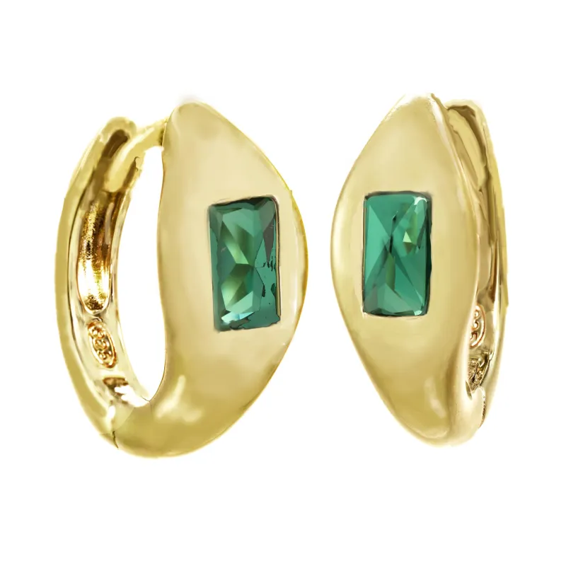 Gold Huggie with Emerald Baguette sold by Rachel Reinhardt