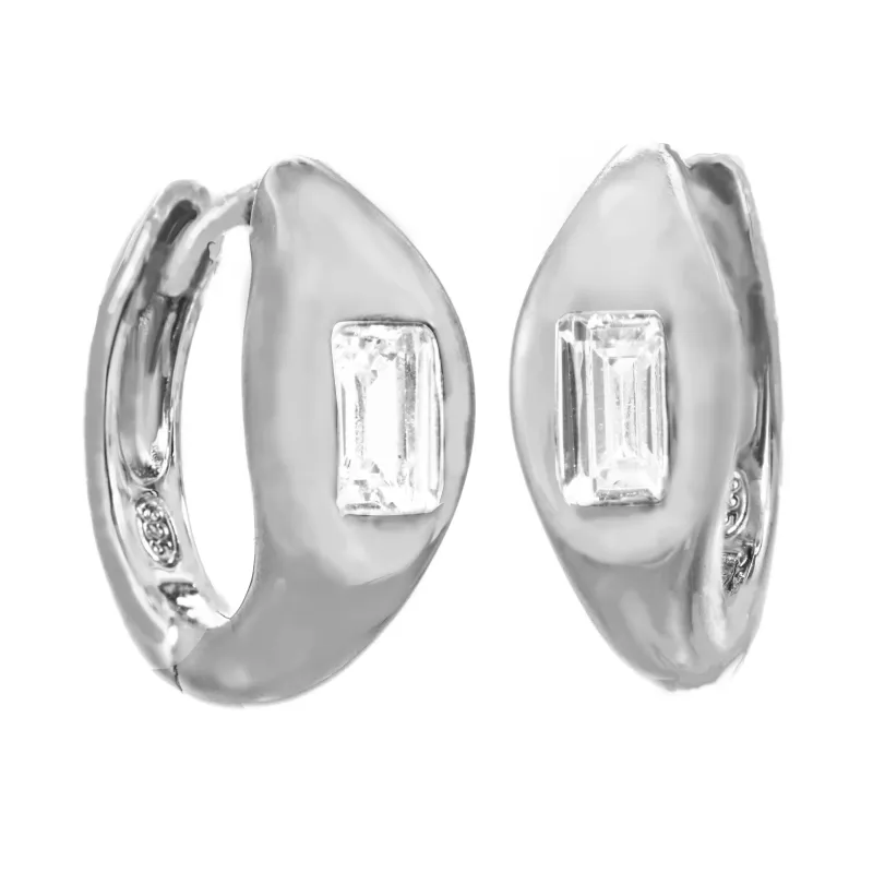 Sterling Silver Huggie Baguette Earring sold by Rachel Reinhardt