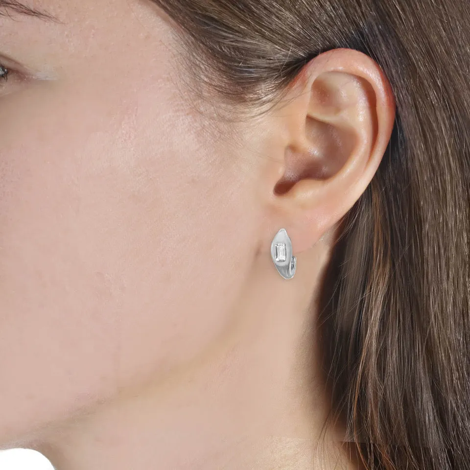 Sterling Silver Huggie Baguette Earring sold by Rachel Reinhardt product image thumbnail 2