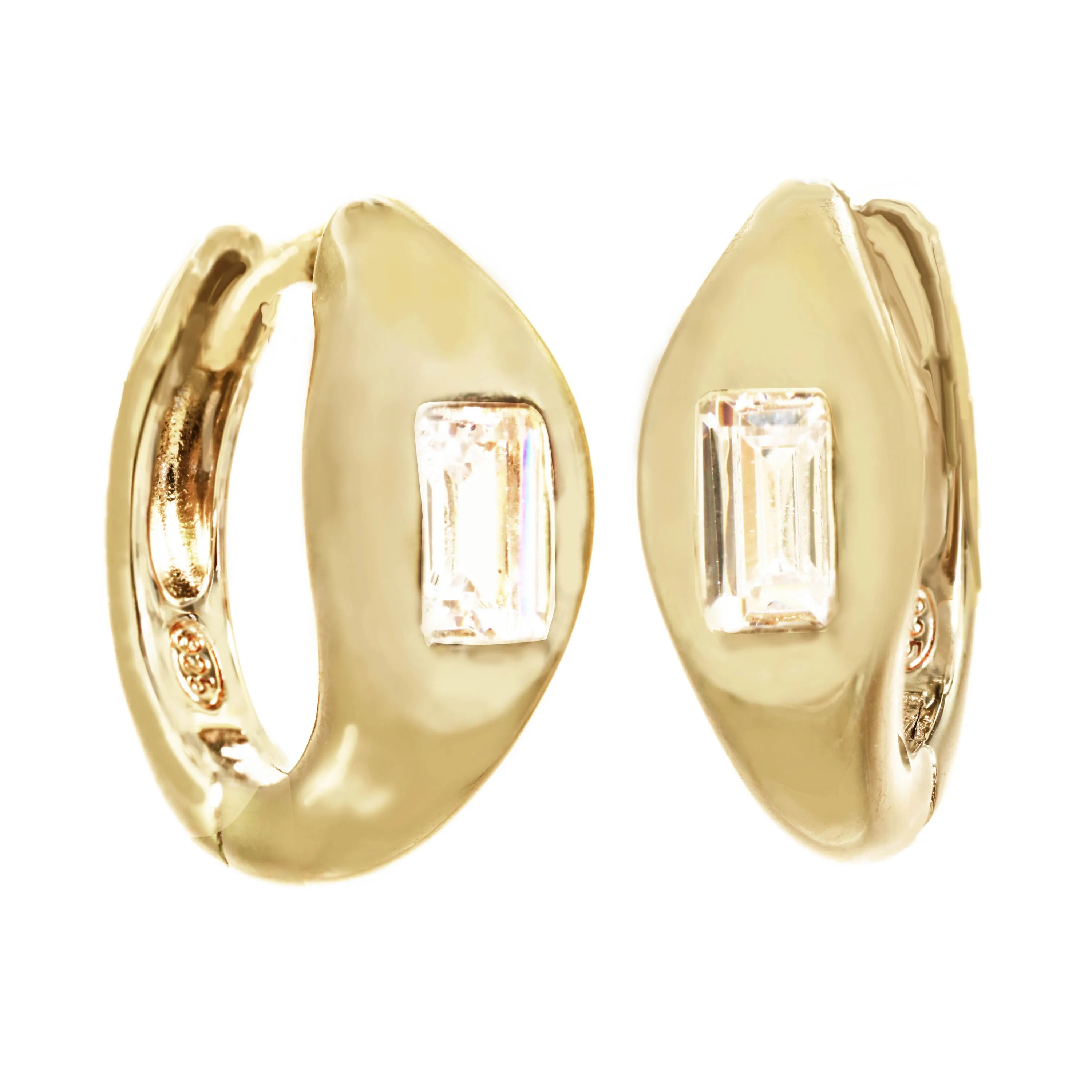 Gold Huggie Baguette Earring sold by Rachel Reinhardt