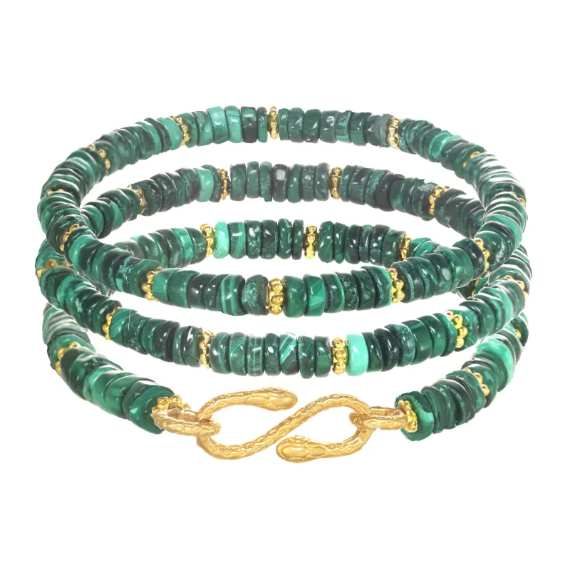 Malachite Bracelet with Snake Connector sold by Rachel Reinhardt