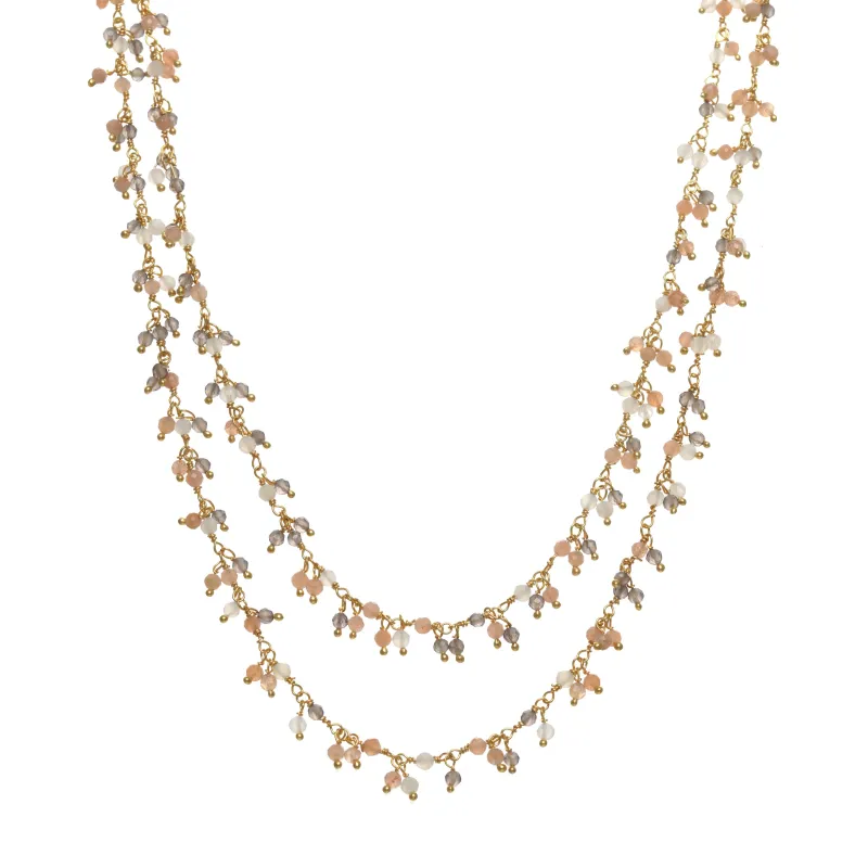 Peach Moonstone Double Row Necklace sold by Rachel Reinhardt