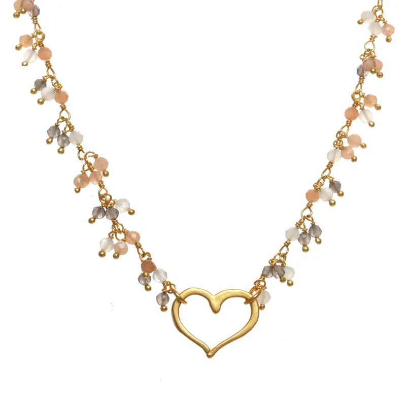Peach Moonstone Open Heart Necklace sold by Rachel Reinhardt