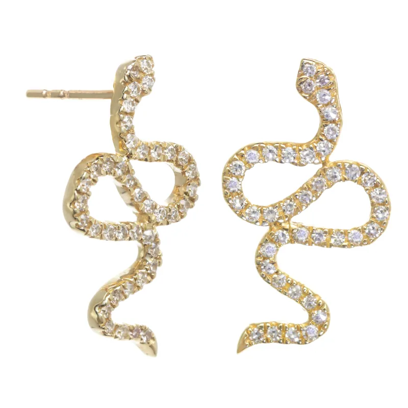 14k Gold and Diamond Snake Stud Earrings sold by Rachel Reinhardt