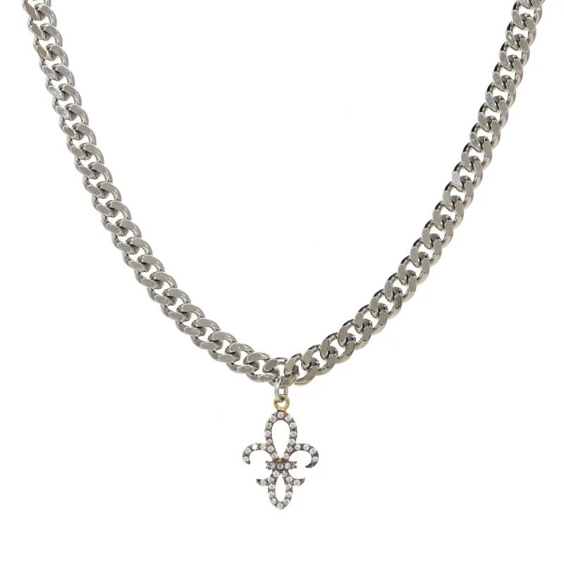 Fleur de Lis Pave Necklace made by Rachel Reinhardt