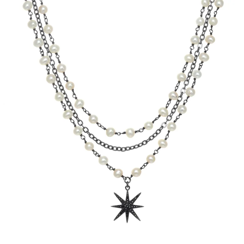 Star Studded Pearl Layered Necklace sold by Rachel Reinhardt