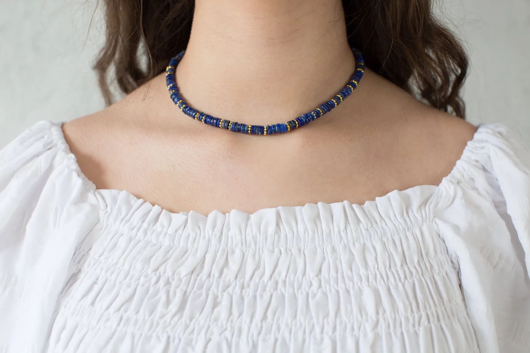 Blue Lapis Heishi Stone Necklace sold by Rachel Reinhardt product image thumbnail 2