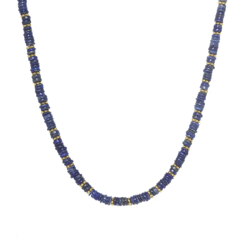 Blue Lapis Heishi Stone Necklace made by Rachel Reinhardt