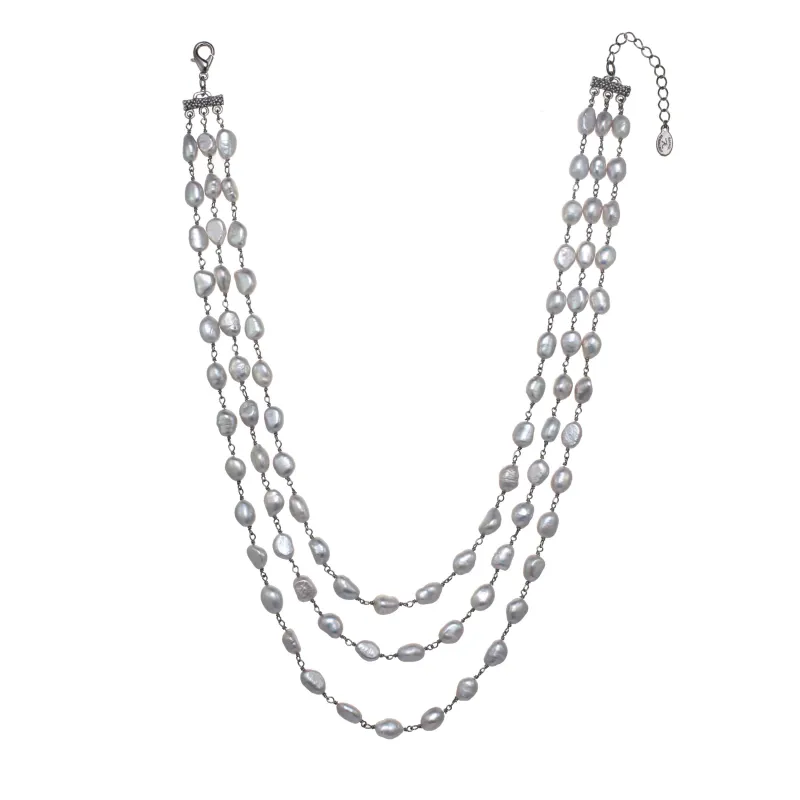 Grey Freshwater Pearl Layered Necklace made by Rachel Reinhardt