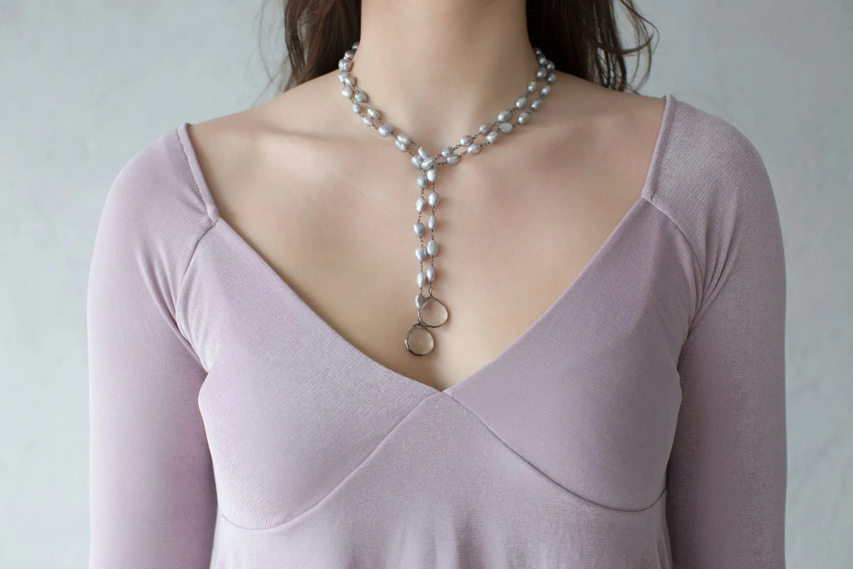 Grey Pearl Lariat Necklace sold by Rachel Reinhardt product image thumbnail 2