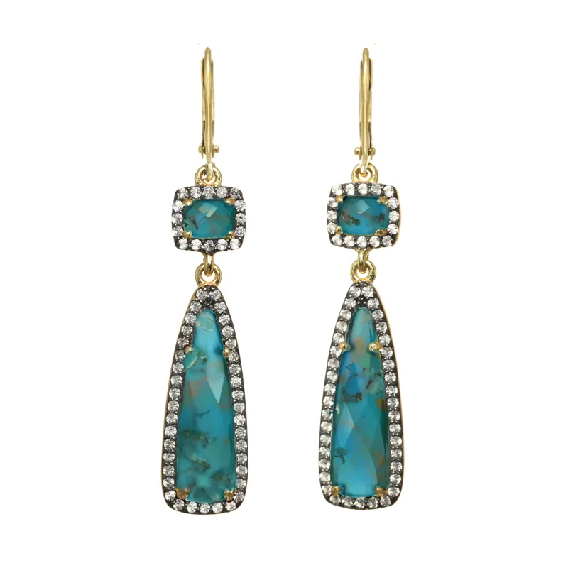 Turquoise Pave Earring made by Rachel Reinhardt
