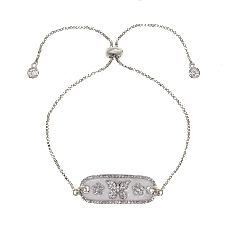 Enamel and Cubic Zirconia Silver Butterfly Bracelet sold by Rachel Reinhardt