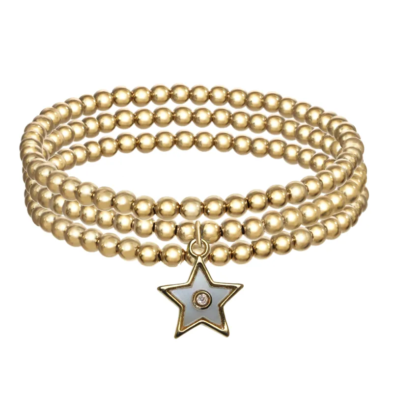 Set of 3 14Gold Filled Bracelets with Enamel Star Pendant sold by Rachel Reinhardt