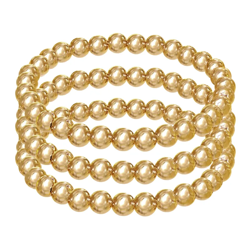 6MM 14k Gold Filled Set of Triple Strand Bracelets made by Rachel Reinhardt