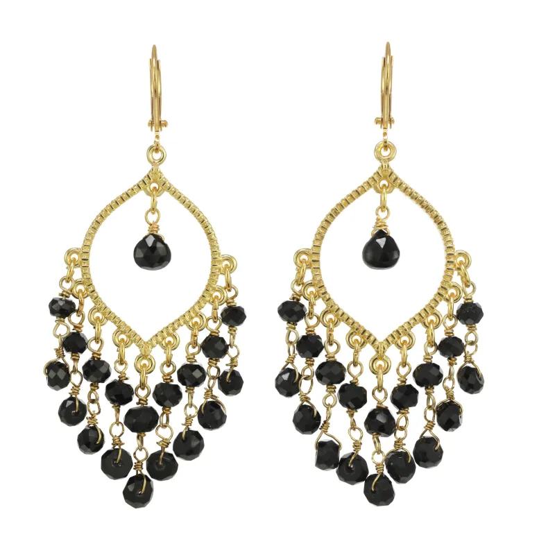 Black Spinel Fringe Chandelier Earring sold by Rachel Reinhardt