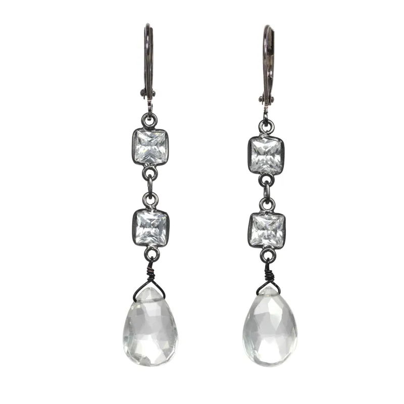 Cubic Zirconia Linear Bezel Earring made by Rachel Reinhardt