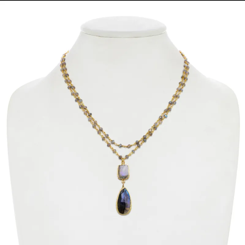 Labradorite Layered Pendant Necklace sold by Rachel Reinhardt
