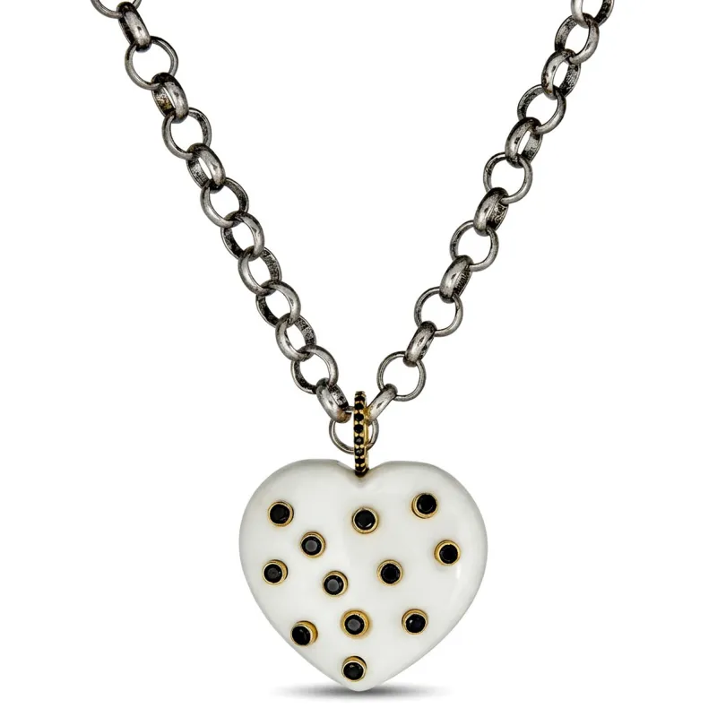 White Agate Heart Pendant Necklace made by Rachel Reinhardt