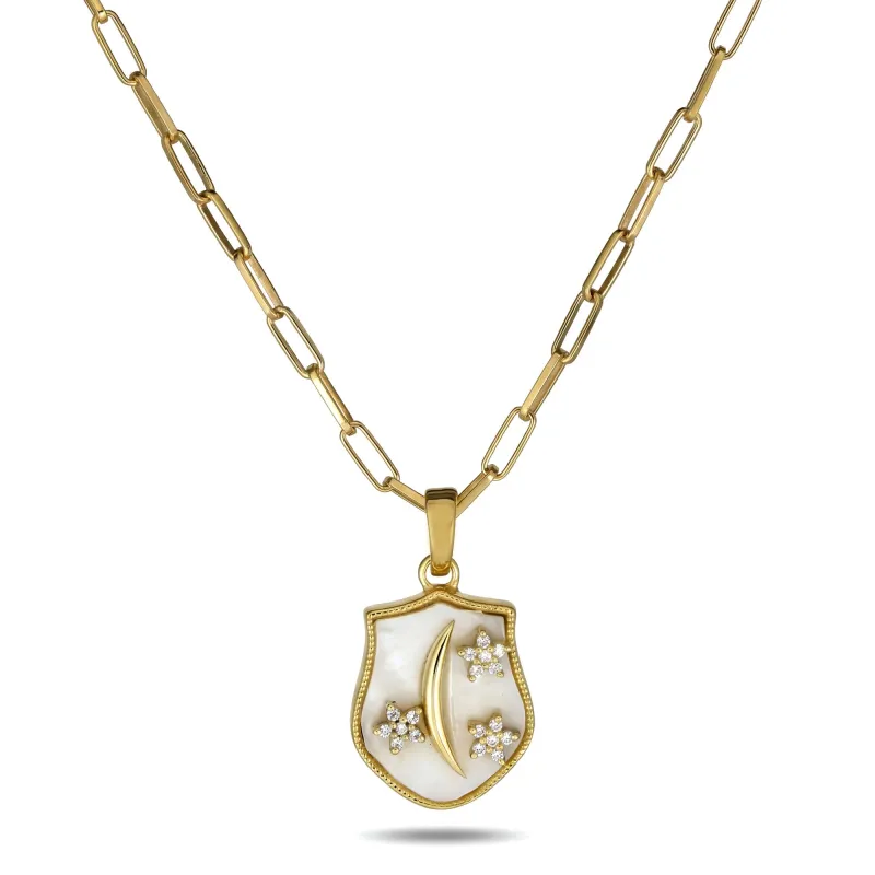 Celestial Shield Necklace made by Rachel Reinhardt