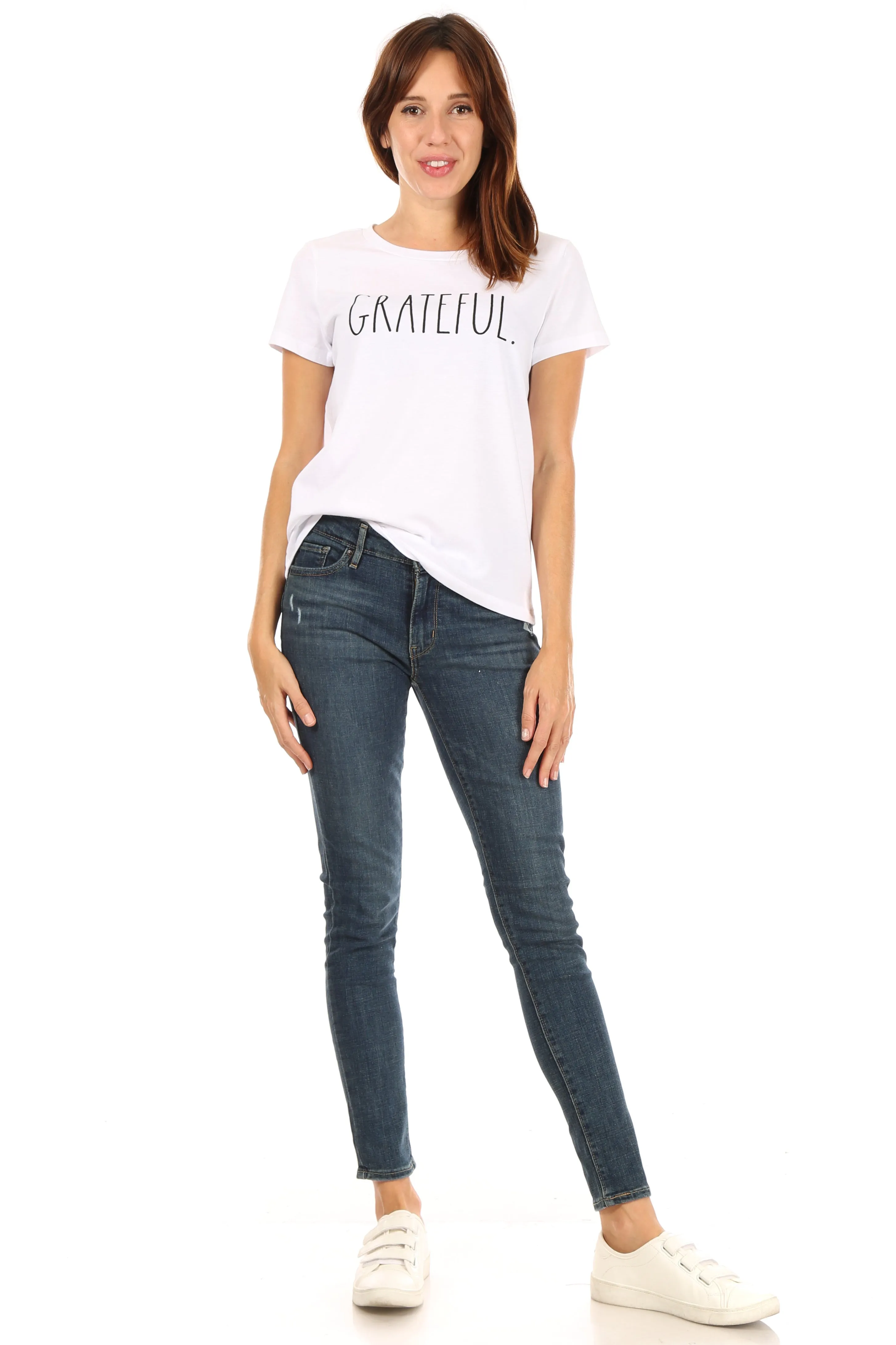Women's "GRATEFUL" Short Sleeve Icon T-Shirt sold by Rae Dunn product image thumbnail 4