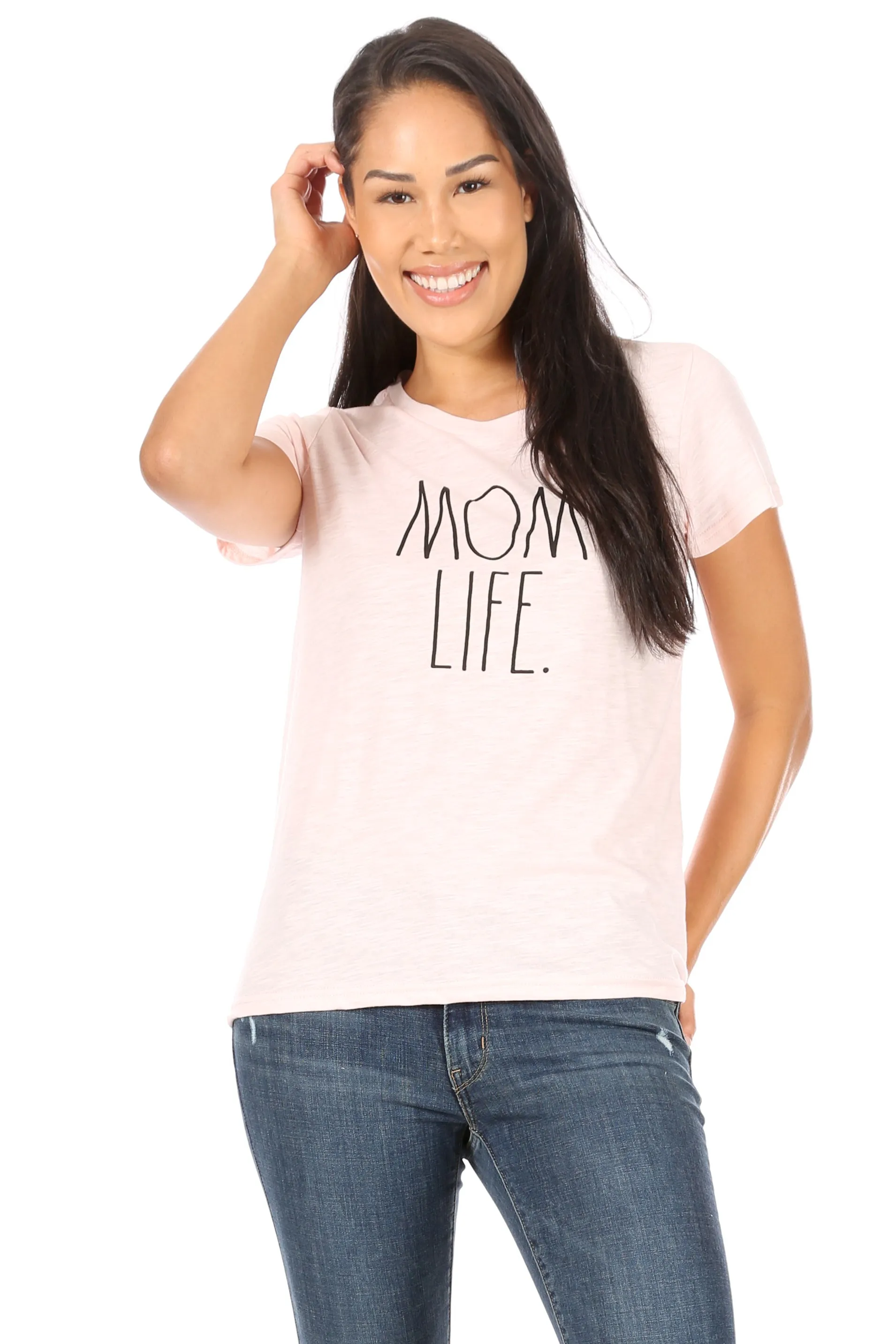 Women's "MOM LIFE" Short Sleeve Classic Slub T-Shirt sold by Rae Dunn